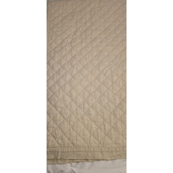 Pottery Barn Belgian Flax Linen Quilt King Flax Ivory Coastal Farmhouse Cottage - Picture 5 of 8